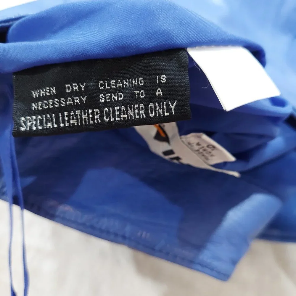 Vintage Cobalt Blue Wilsons Leather CHIA Pencil Skirt Midi Size 10 / 26in Waist - Picture 5 of 10